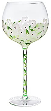 Glass Cup Tulip Wine Glass Hand-painted Beer Mug Milk Lemon Juice Wedding Birthday Drinkware Gifts (C 440ml)