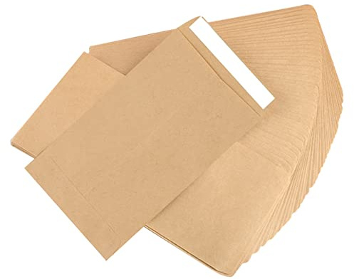 Papiertüten Klein Geschenktüten 100 Stk Kleine Braune Umschläge Selbstklebende Mini Briefumschläge Papiertüten für Münzen-10 * 6 cm