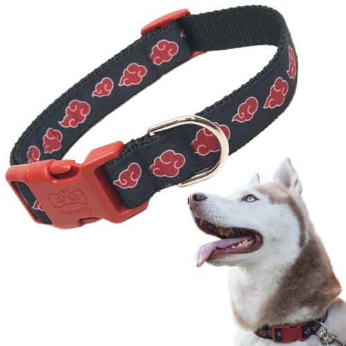 Naruto Hundehalsband für große Hunde, mittelgroß, XS/kleine Welpenhalsbänder,Naruto Akatsuki Umhang inspiriert, verstellbares Haustierhalsband für Hunde Akatsuki Kostüm Itachi (Medium)