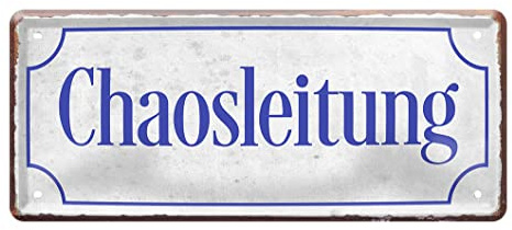 Chaosleitung Schild - Retro Deko Blechschild - lustige Metallschilder Dekoration für Job Büro Arbeitsplatz Firma Betrieb Schreitisch Lager - witzige Geschenkidee Chefin Chef Boss Meister - 28x12cm