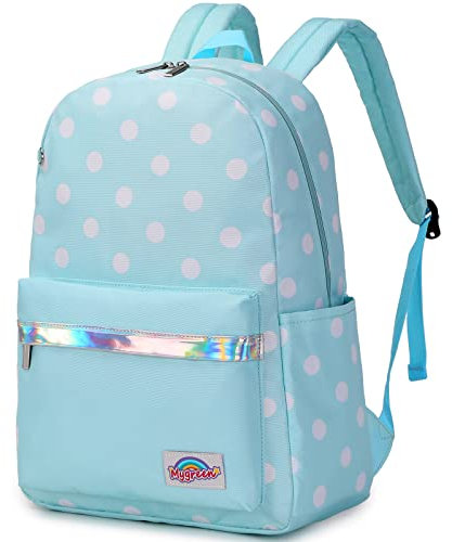 mygreen Mädchen Schultasche Teenager Schulrucksack Jugendliche Rucksack Schule Daypacks Kinder Groß Schulranzen Wasserdicht Wasser Blau