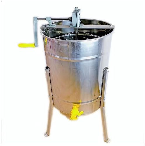 WRJAHCG Manuelle Honigschleuder 4 Rahmen, Edelstahl Honey Extractor, Getriebe mit Bremsfunktion, mit Transparenter Abdeckung, für Imker und Bienenzüchter Zubehö,4 Frames