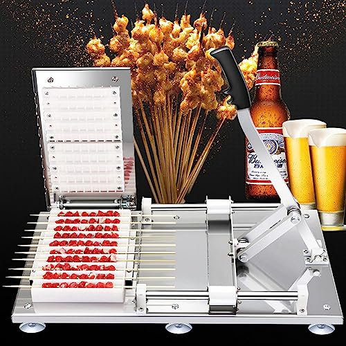 YHUEGH Macchina per Stringhe di Carne Commerciale, Macchina per spiedini Manuale Spiedo Kebab Maker Manzo Carne di Maiale Barbecue Stringer String Machine BBQ Tool