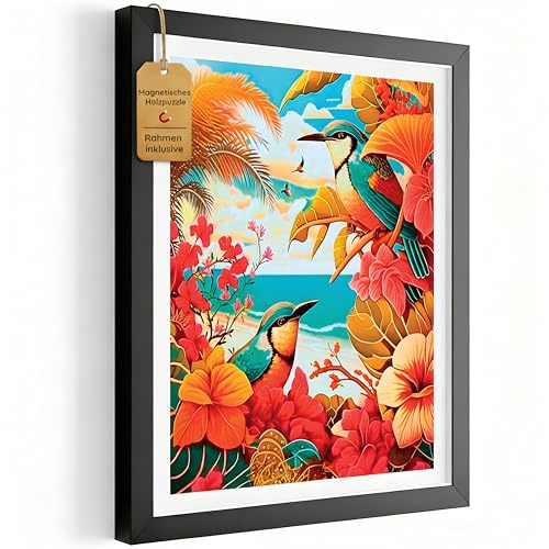 Holzpuzzle Erwachsene Mit Rahmen - Magnetische HolzPuzzles Landschaft 300 Teile Schwer - Holz Puzzle Kunst Gemälde - Wooden Puzzle - Wanddeko Wohnzimmer - Geburtstags Weihnachten Geschenke