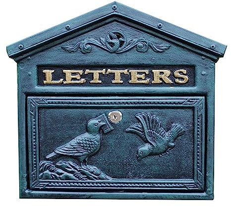Exquisit Briefkasten Gusseisen-Briefkasten, Vintage-Schloss, Briefkasten, kreative Hausform, Briefkasten, vertikaler Außenbriefkasten, einzigartiger Paketkasten sicherer