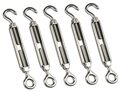 5PC 304 Edelstahl Haken Und Öse Spannschloss Draht Seil Spannung Poliert Rigging Hardware M4 M5 M6 M8 M10 for Sonne Sonnensegel (Size : M5)