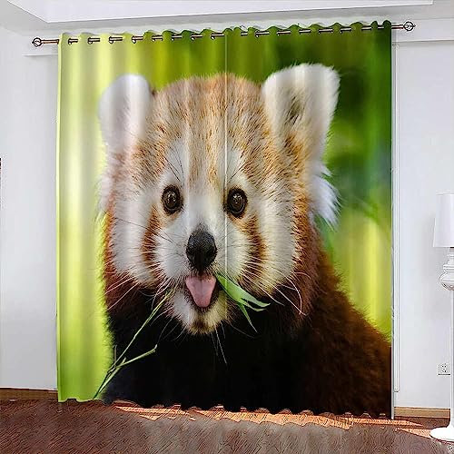 Vorhang Kinderzimmer Tier Waschbär Kinder Vorhänge Mit Ösen Polyester Gardinen Thermovorhang Blickdicht Ösenschal Kindergardinen Für Wohnzimmer Schlafzimmer, 183 X 214 cm 2Er Set, 2I8Y/Y0L