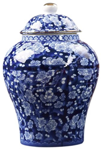 FUNOMOCYA Lata De Té De Porcelana Azul y Con Tapa Hermética Chino Vintage Para Guardar Té y Frutos Secos Cocina