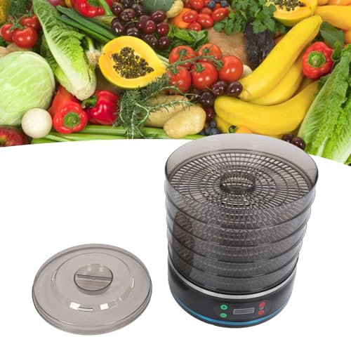 Déshydrateur Alimentaire, 5 Plateaux de Grande capacité, Fruits et Légumes Secs, Séchoir saccadé avec Minuterie Numérique Réglable et Contrôle de la Température pour Fruits