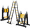 Ikodm 5 m (2,5 + 2,5), scala telescopica pieghevole in alluminio, con doppia puleggia rimovibile, carico massimo 150 kg/330 kg, scala multiuso, antiscivolo, nero e giallo