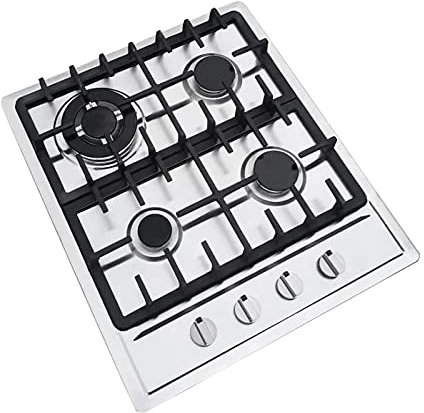 Piano cottura a gas a 4/5 zone, a gas naturale/propano, piano cottura a gas, in acciaio inox/vetro temperato, con protezione dalla fiamma, con ugelli per gas liquefatto (tipo 4: 4 luci, 59 cm)