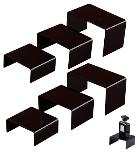 APPCXOKL Espositore in Acrilico Nero da 6 Pezzi, Espositore Plexiglass, Espositore Acrilico a 3 Livelli, Set di Rialzi per Display Versatile e Di Qualità