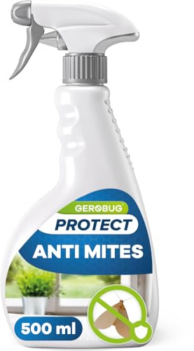 GEROBUG Spray Anti-Mites 500 ml - Lutte simple contre les mites alimentaires & les mites des vêtements - Protection contre les mites pour armoire, placard, appartement, vêtements, tapis & cuisine
