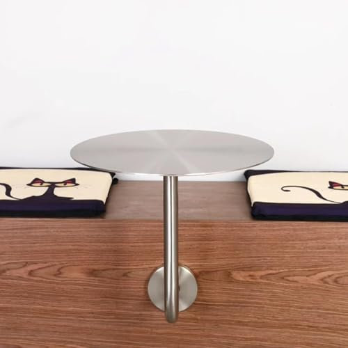 Junvstor Wandtisch, runder Stehtisch, Bistrotisch aus Edelstahl für Cocktails, schwebende Tische für Küche, Wohnzimmer, moderner Beistelltisch für Kaffee, Getränketisch(50x50x45cm)