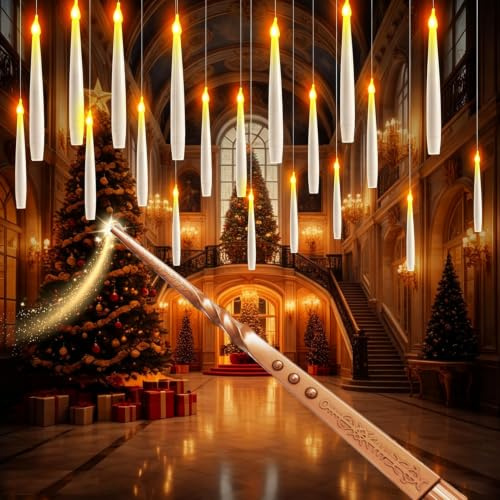 Yizhet LED Schwebende Kerzen, 20 Stück | Fernbedienung, Batteriebetrieben, Flackernde Flamme, Timerfunktion, Für Halloween- und Weihnachtsdeko