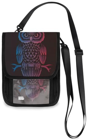 Mnsruu Cartera de viaje con estampado de búhos retro, para pasaporte, tarjetas de crédito, gadgets, bolsa unisex cruzada, cartera de viaje con correa ajustable, #01, Talla única, moda