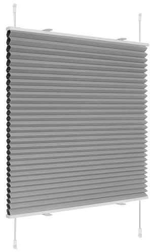 Deswell Plissee Verdunklung Klemmfix Wabenplissee B40 x H120 cm Grau Thermoplissee ohne Bohren Faltrollo für Fenster & Tür, 100% Blickdicht, Sicht- & Schallschutz Wärmehaltung Verdunklungsplissee
