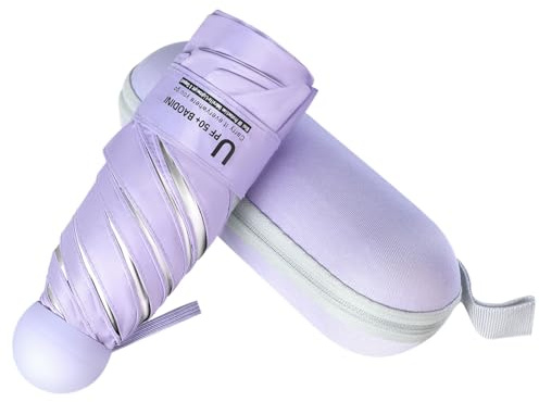 BAODINI Travel Mini Umbrella for Purse With Case-Small Compact UV Umbrella Protection Sun-Lightweight Tiny Pocket Umbrella UPF 50+ for Women Girls Men