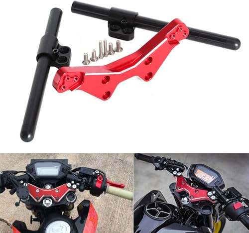 Grom125 Handle Bar Kit Adjustable Handlebar Compatible With GROM MSX125 2013-2025 CT125 TRAIL 125 Hunter Cab Hunter Cub 2020-2025 3D Alum.Motorcycle Risers Clip-On Bars (Red)