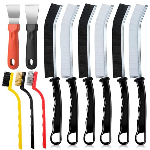 Qcdou Spaltreinigungsbürste, 11 PCS Fugenbürste mit harten Borsten, Multifunktionale Lückenreinigungsbürste, Crevice Cleaning Brush, für Küche, Bad, Fenster, Toilette, Badewanne, Spüle, Haushalt(C)