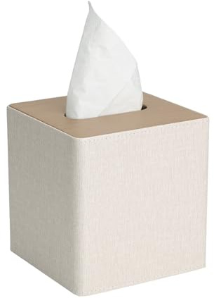 Modern Linen Tissue Box Cover, Square Box Covers,Tissue Holder,for bedrooms, Offices, bathrooms, and Living Rooms(Beige)