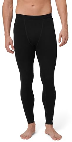 DANISH ENDURANCE Pantalon Thermique Homme en Laine Mérinos, sous-Vêtement Long Hiver, Noir, XXL