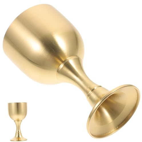 Healifty Brass Offering Cup Holy Eucharist Metal Worship Goblet 50g Brushed Brass Multi-Function Temple Tabletop Cup for Religious Ceremony