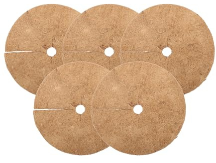 Wacredo Kokosmatte rund/Winterschutz & Frostschutz (Ø 80cm, 5 Stück) | für Topfpflanzen | Pflanzenschutz aus 100% Kokosfasern, Mulchscheibe