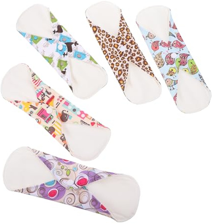 BESTYASH 5 Stück Waschbare Bambuskohle Damenbinden Teiliges Reusable Sanitary Pads für Tag und Nacht Leakproof Slipeinlagen mit Flügeln Komfortabel Platzsparend Hygienisch und