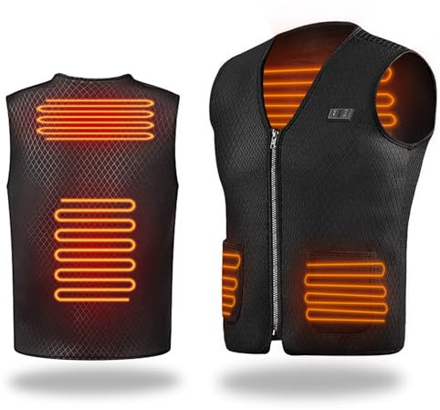 Anluomania Beheizbare Weste Herren, Heizweste Herren, Beheizte Weste Herre Damen, Wärmeweste mit 3 Einstellbar Temperaturfür 5 Heizzonen, Heizjacke USB Lade für Skifahren Außen Sport(Ohne Akku)