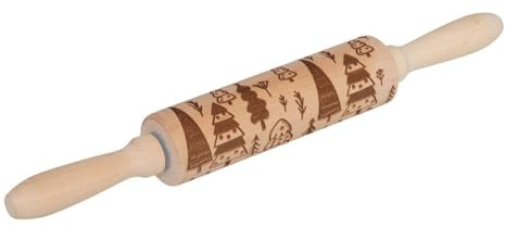5five - rouleau à patisserie empreinte noël l35,5cm en bois