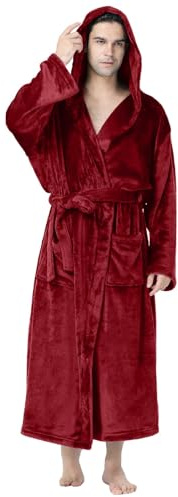 Generisch Bademantel Herren Frottee Extra Lang Mit Kapuze Morgenmantel Herren Baumwolle Leicht Bademäntel Winter Reisebademantel Flauschig Fleece Bathrobe Flanell Schlafmantel Kuschel Saunabademantel