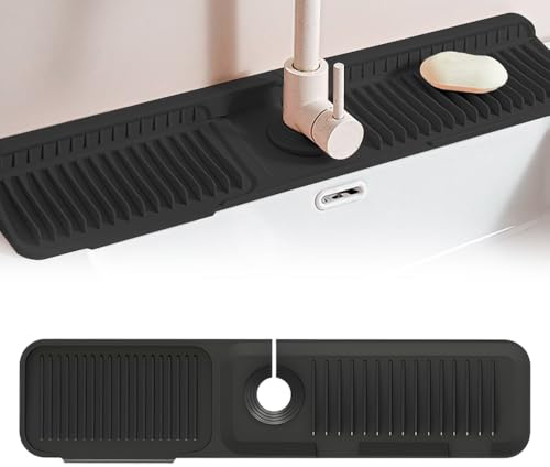 Silikon Wasserhahn Matte für Küchenspüle, Wasserhahn Matte für Küchenspüle, U Förmig Kitchen Sink Faucet Mat Silikonmatte für Küchenutensilien und Badezimmer Arbeitsplatte Schützen (Schwarz)