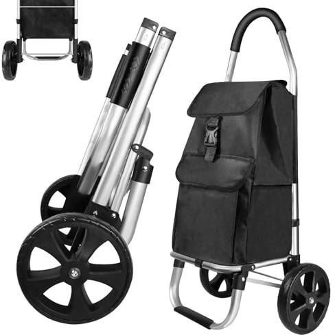 Shopping Cart Large Lightweight Folding Trolley Waterproof Bag 2 Wheel Large 40L Large Capacity Detachable Durable Aluminum Frame Silent Stair-Climbing Grocery Trolley