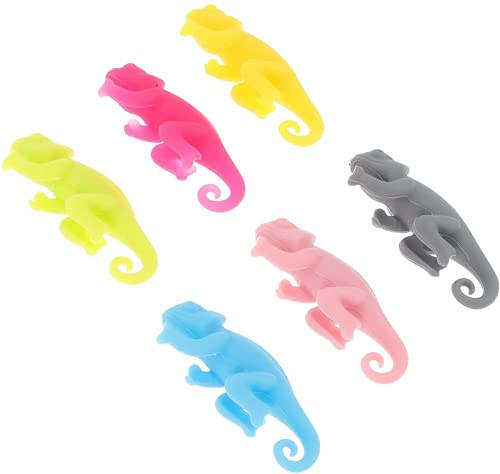 6 pièces marqueurs de verre en silicone pendentifs marqueurs de verre à vin caméléon breloques marqueurs de verre anneau verres marquage pour fête de lézard décoration de table de Utile et attrayant