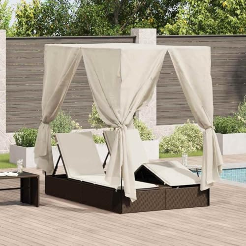 Solivagant Lettino da Sole Doppio Bianco Caldo 205 x 129 x 200 cm,Marrone,44,kg