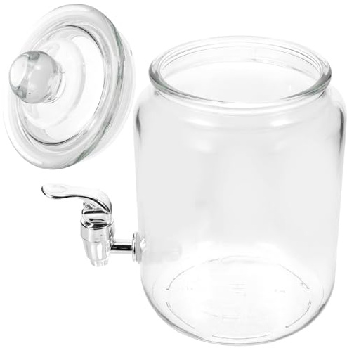 NULYLU Barattolo di Vetro per Bevande con Rubinetto in Abs, Brocca per Infusione a Freddo 4 Litri, Distributore Trasparente per Vino e Cocktail, per Uso Domestico e Feste