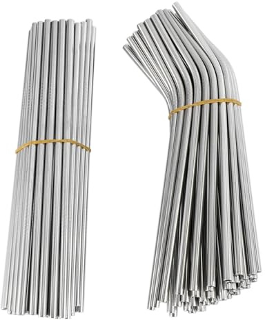 Cannuccia Acciaio Inox 100 cannucce di metallo riutilizzabili in acciaio inossidabile 304 for tubi dell'acqua potabile, 215 mm x 6