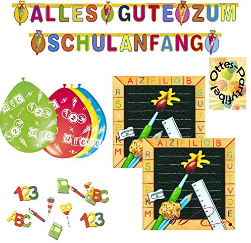 Schulanfang Schuleinführung Dekoset Dekoration Servietten Girlande Konfetti