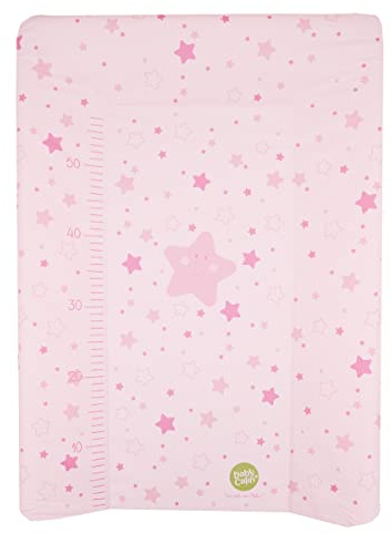 BabyCalin BBC510714 Luxus Wickelunterlage, 50cm x 70cm, Rosa Sterne mit Höhenstange, rosa, 1 Stück