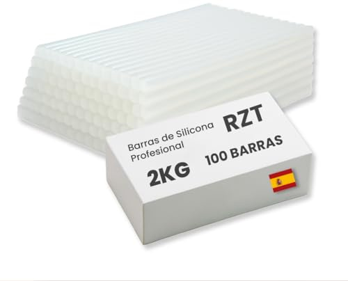 RZT | Cola Termofusible Traslúcido Para Pistola | Barras Para Pistola Caliente Transparente 11mm X 200mm | Uso Profesional | Termofusible Resistente Para Manualidades Y Reparaciones | 2Kg 100 Barras