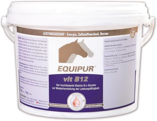 Equipur VIT B12 | 3 kg | Mangime complementare per cavalli | Vitamina B12 ad alto dosaggio