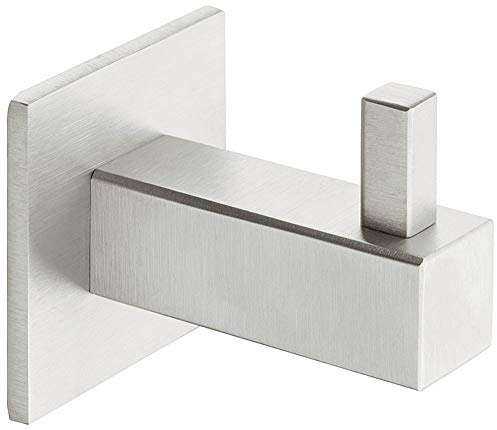 Gedotec Garderobenhaken Edelstahl matt gebürstet Kleiderhaken eckig - SOFIA | Design Garderobe für Wand & Paneel | Wand-Haken unsichtbar verschraubt | 1 Stück - Mantelhaken einzeln mit Schrauben