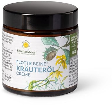 Kräutersalbe von SonnenMoor - Flotte Beine, Venencreme zur Pflege von beanspruchter Haut der Beine im 90 g Glastiegel