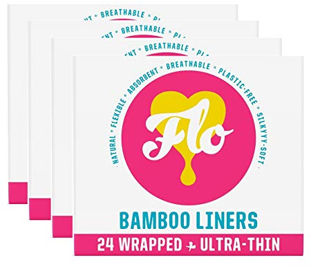 Flo Organic Bamboo Panty Liners, Wrapped Ultra-Thin, 4 Pack (4 x 24)