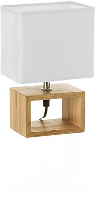 LOLAhome - Lámpara de mesa nórdica de madera en 3 tamaños (24cm, 31cm, 41m) con pantalla blanca de tela, para dormitorio o salón. Bombilla no incluída. (24cm)