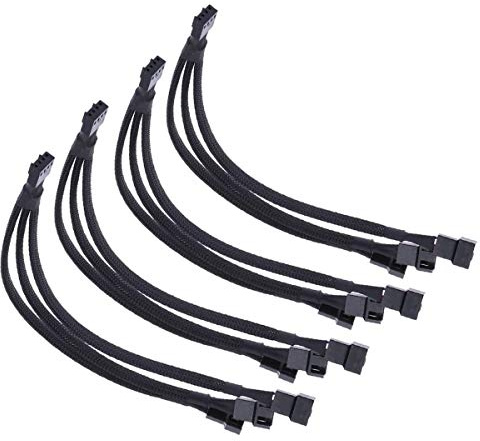 YMWALK 4-poliges PWM-Lüfterkabel Lüfter-Splitter-Adapterkabel 1 bis 3 Wege Konverter Y-förmiger Splitter Schwarzärmliges Verlängerungskabel für Host-Gehäuse (4er-Pack)