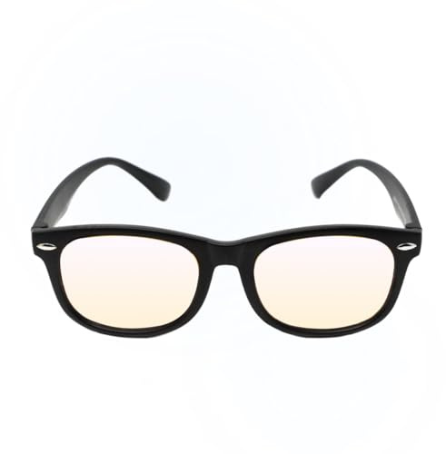 DefenderShield Blue Light Glasses For Kids – Kids Blue Light Glasses Girls and Boys With Amber Lenses (50% Blue Light Blocking) For Screens – Lightweight, Flexible & Shatterproof Black Fit Frames