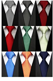 Wehug Lote de 9 corbatas clásicas para hombre, 100% seda, tejido jacquard, corbatas sólidas para hombre, EU-Lot9-tie001, 3.1 inch