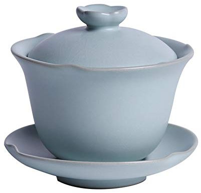 ZHOUYUFAN Ru Ternary Tureen Té Gaiwan puramente manual de esfuerzo, cuenco individual de apertura pequeña Azure Home Brewing Cup Cuenco Lotus